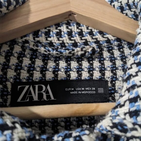 Zara | Tweed button down jacket in blue - Picture 6 of 12